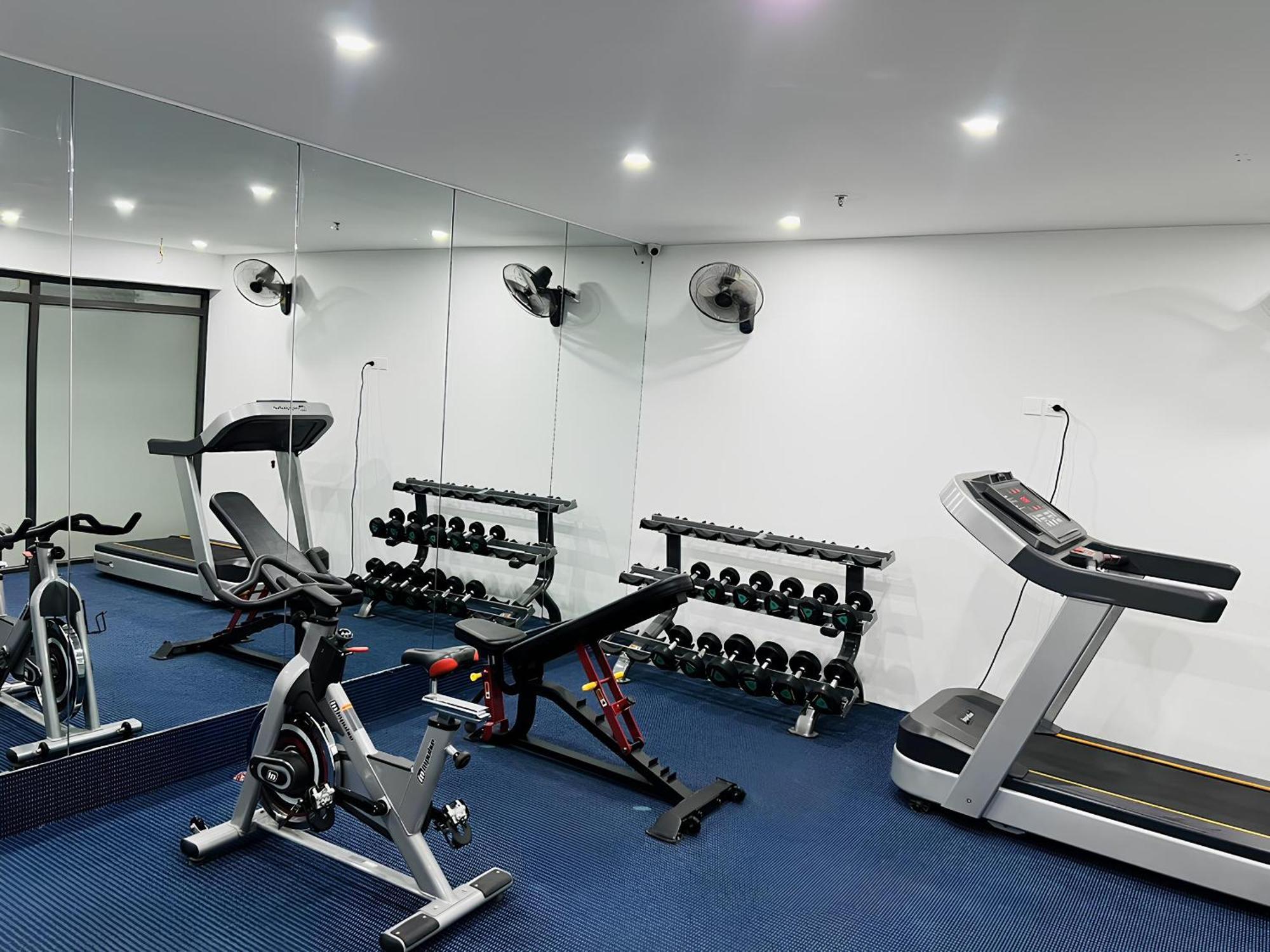May De Ville Crown Hotel Ханой Экстерьер фото A gym in a hotel